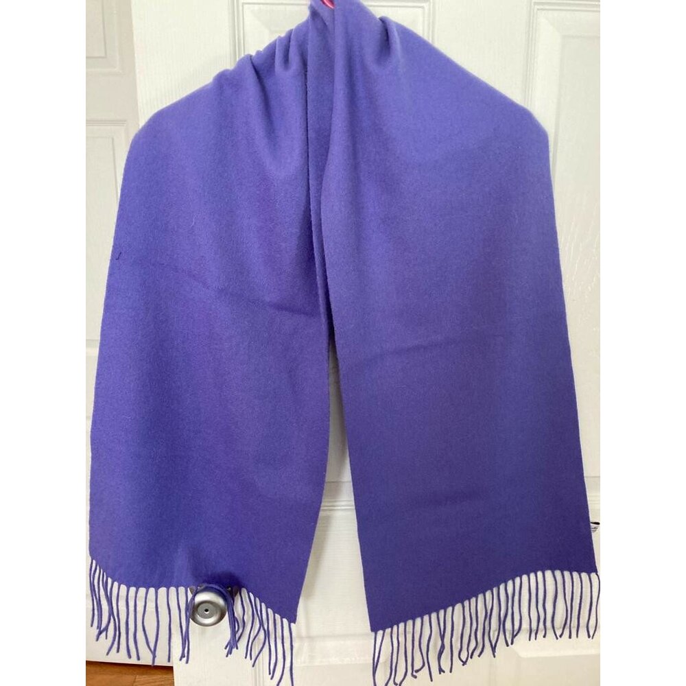 Enzo Mantovani Solid Purple Tasseled Cashmere + Wool Scarf Wrap Neck Warmer